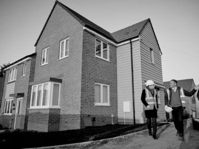 Andy Street, Mayor of the West Midlands Combined Authority, is shown around Keepmoat’s Spirt Quarters scheme in Coventry by Alan Thompson, Contract Manager at Keepmoat.