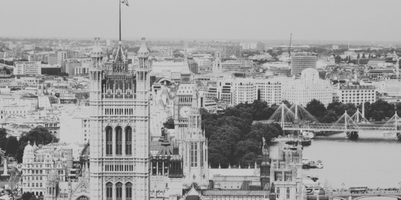 Black and White image of UK Parliament