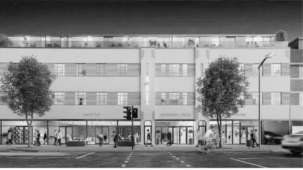 Airspace development flat block in black and white and modern