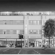 Airspace development flat block in black and white and modern