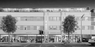 Airspace development flat block in black and white and modern