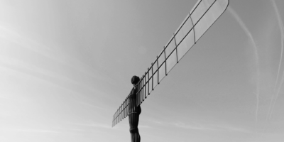 Black and White picture of Angel of the North in Newcastle