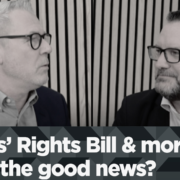 Black and white image of two men with glasses with the text Renter's Rights Bill & mortgages: What's the good news at the bottom of the screen