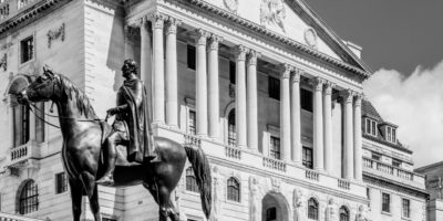Bank of England Black and White featuring statue