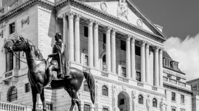 Bank of England Black and White featuring statue