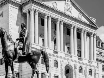 Bank of England Black and White featuring statue