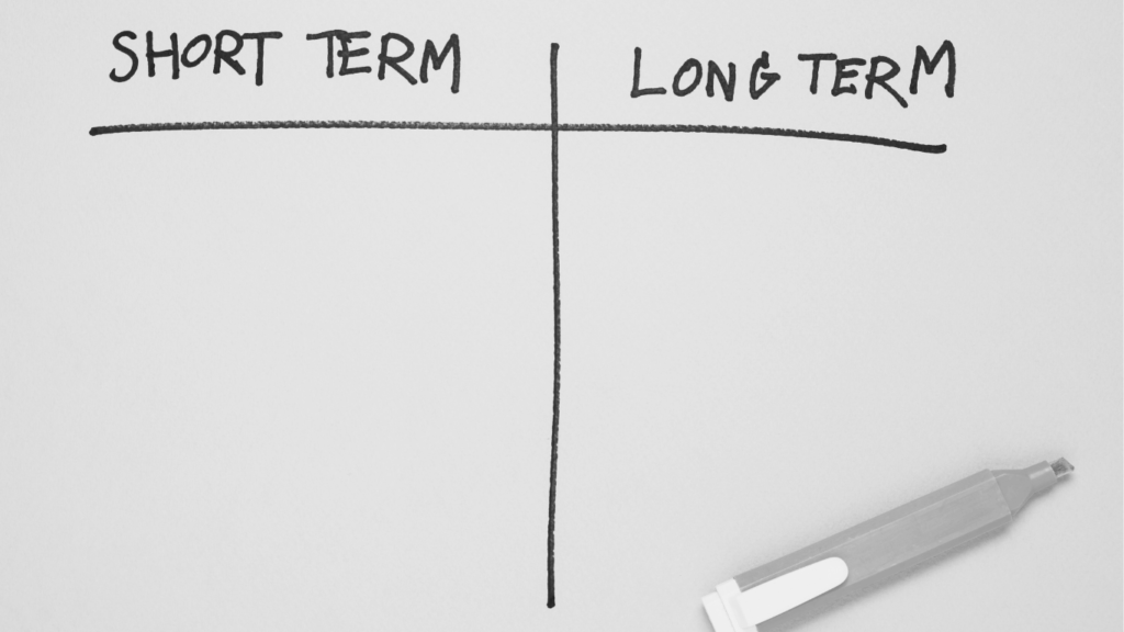 Short-term vs long term grid on whiteboard