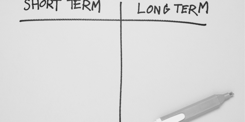 Short-term vs long term grid on whiteboard
