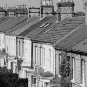 Row of houses in black and white