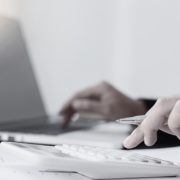 Black and white laptop with calculator