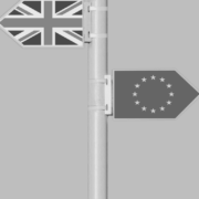 Brexit and UK flag in black and white