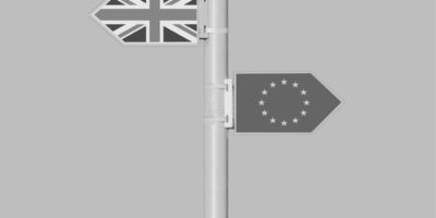 Brexit and UK flag in black and white