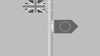Brexit and UK flag in black and white