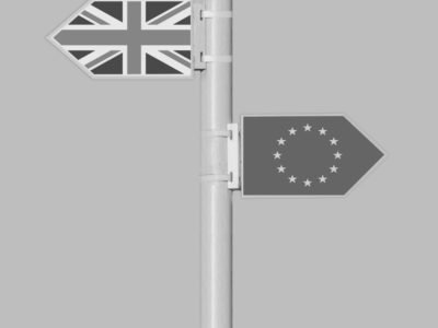Brexit and UK flag in black and white