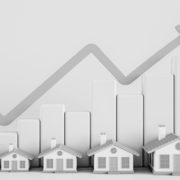 Rent graph increase with upward arrow and houses