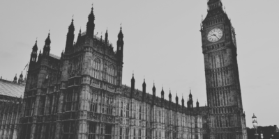 Houses of parliament black and white