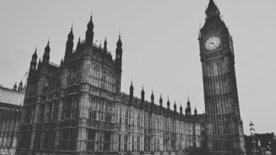 Houses of parliament black and white