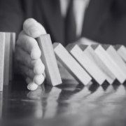 Man with building blocks