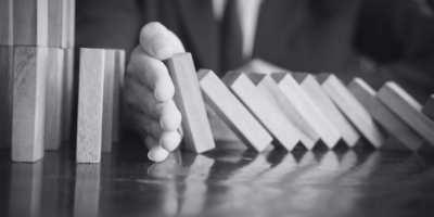 Man with building blocks