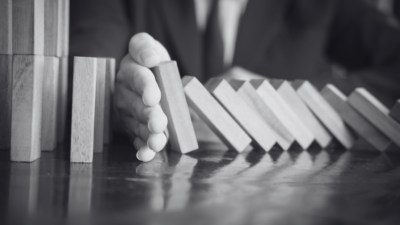 Man with building blocks