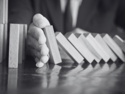 Man with building blocks