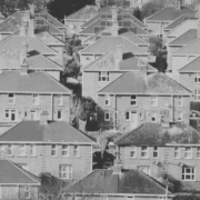 Row of properties in black and white