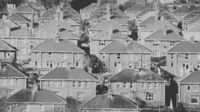 Row of properties in black and white