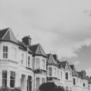Row of UK houses in black and white