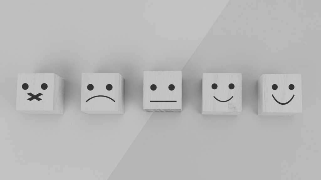 Wooden blocks of emotive faces