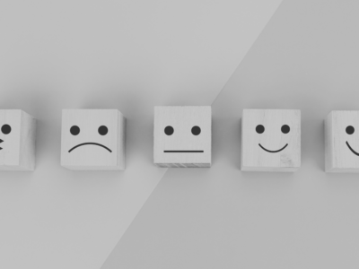 Wooden blocks of emotive faces