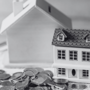 Black and White House with money