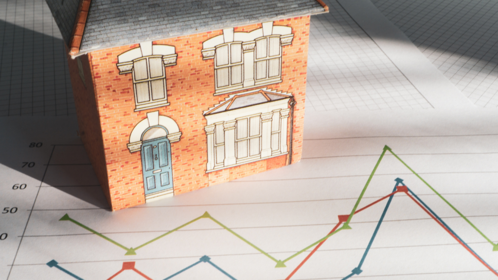 Graph house model with blue door