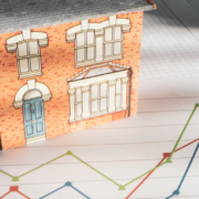 Graph house model with blue door