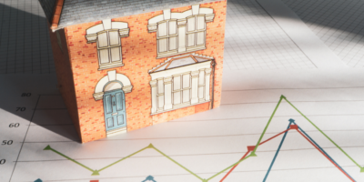 Graph house model with blue door