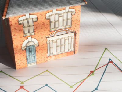 Graph house model with blue door