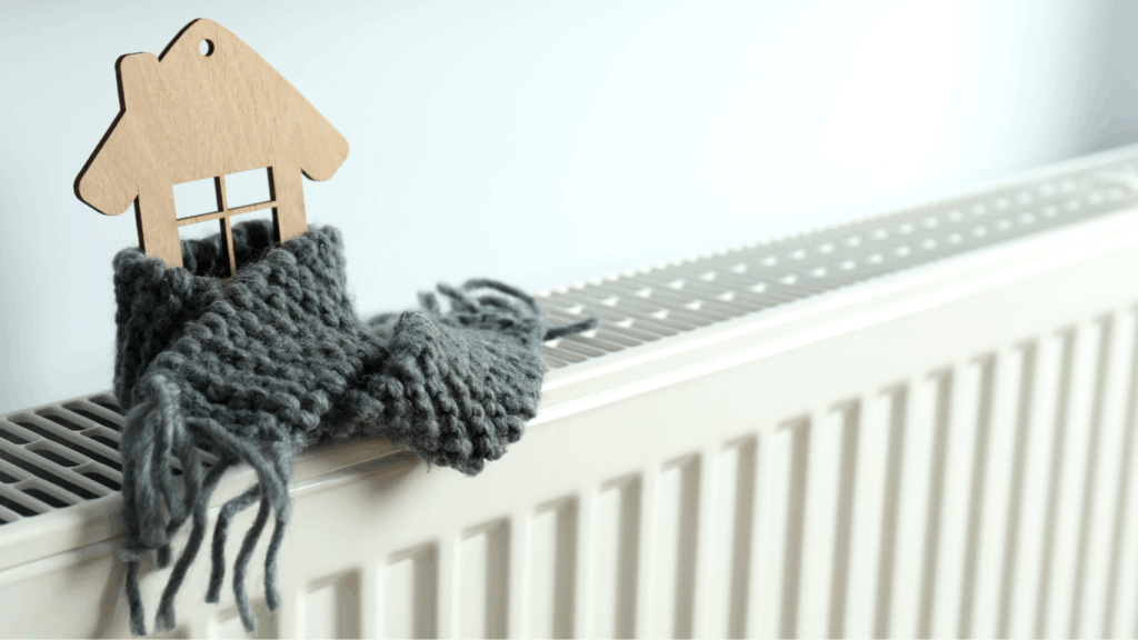 Radiator with wooden house and scarf