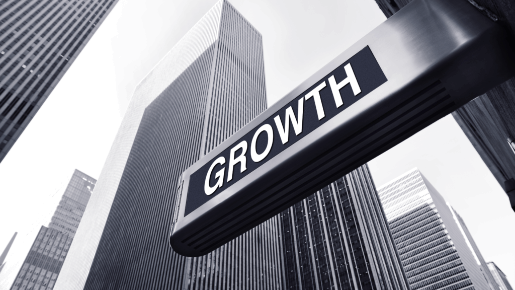 Growth sign with high rise building
