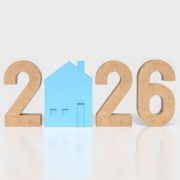 2026 text with blue house as the 0