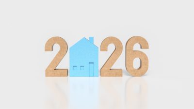 2026 text with blue house as the 0