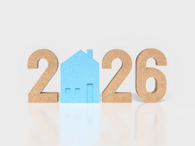 2026 text with blue house as the 0