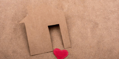 Cardboard house with heart