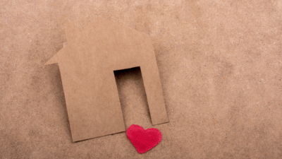 Cardboard house with heart