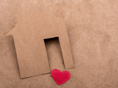 Cardboard house with heart