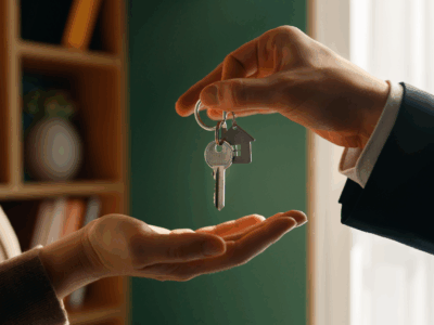 Two hands and key exchange.