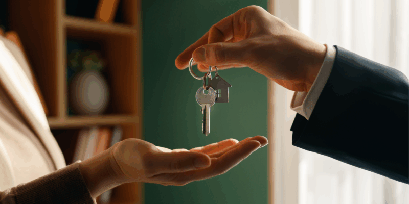 Two hands and key exchange.