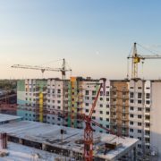 Site of housing building with cranes
