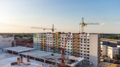 Site of housing building with cranes