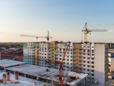 Site of housing building with cranes